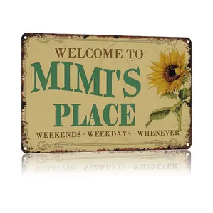 Vintage Tin Sign, "Welcome To Mimi'S Place" —Aluminum 8X12Inch For Wall Decoration In Bathroom, Bedroom, Living Room, Outdoor And Anywhere