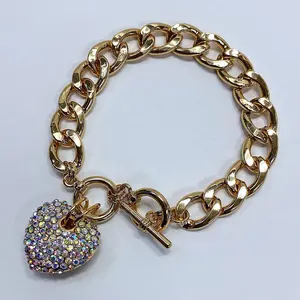 Chunky Chain Heart Charm Bracelet