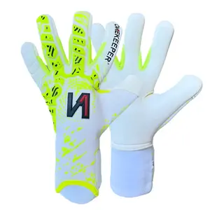 ONEKEEPER Iconic Neon Yellow Goalkeeper Gloves Pro-Grade Grip & Control German Contact Latex Strapless or Short Strap Options Sizes 5-12