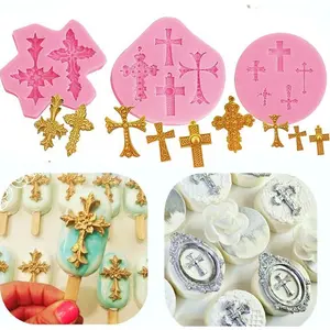 3 PCS Baptism Cake Decorations-Cross Cake Mold & Cross Cake Toppers for Baptism Party Supplies