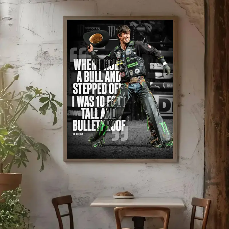 " NO FRAME" Collection JB Mauney With Signature Poster, Dragonslayer Print Art, $7 Million Dollar Bull Rider Wall Art, Gift For Fans, Made In USA