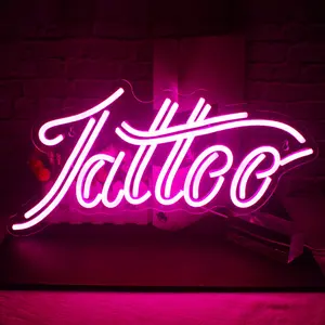 1pcs Tattoo Neon Light Sign, Pink LED Lights for Wall Decor, USB Powered Neon Signs for Tattoo Studio, Store, Bar, Indoor Decorations, Special Gifts for Man Women