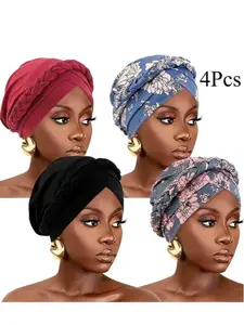 Boho Style Headscarf Set, Scarf Wrap, Pure Color Ethnic Design, Stylish & Versatile Accessory for Women, Perfect for Daily Wear
