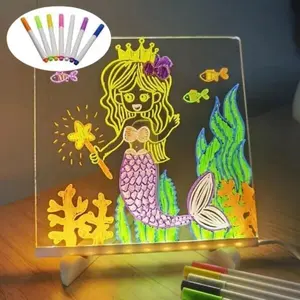 Erasable Acrylic Transparent Writing Board, Advertising Sign, Glowing Fluorescent Drawing Board, Stall Display