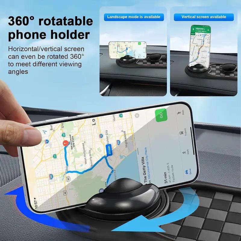 Automotive Anti-slip Pad Car Mobile Phone Stand Dashboard Decorative Pad Mobile Phone Rotary Stand High Temperature Durable High End Square Creative Interior Accessories Car Storage Pad