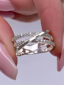 1 PC Luxury Cubic Zirconia Ring Stackable Engagement Ring For Women For Wedding Engagement Party Jewelry Valentine's Day Gift