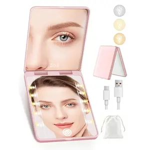 20x Compact Mirror, Rechargeable 20x Magnifying Mirror, 3 Lighting Modes, Dimmable Brightness, Portable Travel Makeup Mirror with Light