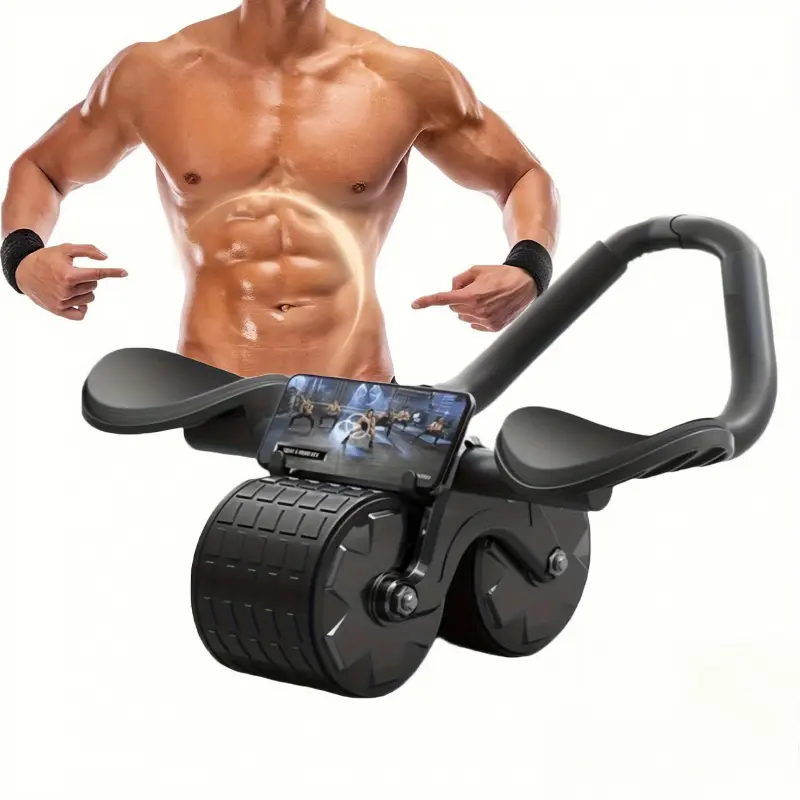 2-in-1 durable abdominal roller, abdominal roller with automatic rebound and elbow support, used to enhance core strength, home fitness equipment, exercise equipment for men and women - no batteries required, Home Gym Equipment, Space Saver