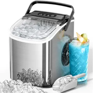 Kismile Ice Makers Countertop with Carry Handle,26Lbs/Day,9 Cubes in 6 Mins,Self-Cleaning Ice Machine for Home,Office,Kitchen (Black) Icemakermachine