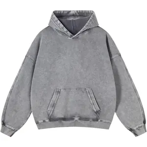 Mens Oversized Hoodies Pullover Women Fall Acid Wash Plain Preppy Hoodie Streetwear Cotton Vintage Hooded Sweatshirt