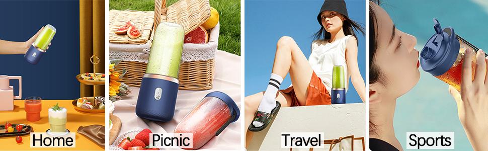 14oz Portable Blender, 6 Blades USB Rechargeable Personal Blender for Smoothies & Juices, Travel Outdoor Blender with Cup & Lid (Pink) everyday hydration multifunctional tool bpa free kitchen gadget