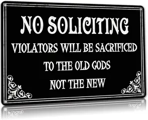 No Soliciting Sign - Funny Gothic Home Decor, Witchy Gifts - 12x8 Inch