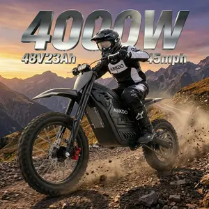 4000W Peak Electric Bicycle 40 Miles Range with Front Suspension 48V 23AH Battery 14" Inch Tires 45 MPH Speed  for Snow Mountain Road Riding Equipped with headlights and safety warning lights.