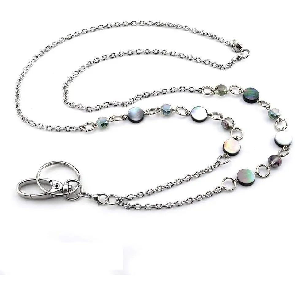 BY-283  beautiful ID Necklaces ID Balled beads Lanyards for Keys ID Badge Holder Stainless steel chain, birthday gifts women