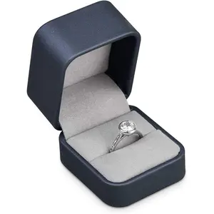 Blue Round Corner PU Leather Proposal Ring Box  Ring  Box  Packaging Box