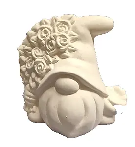 Romeo Gnome with Roses 5" Ceramic Unpainted Bisque