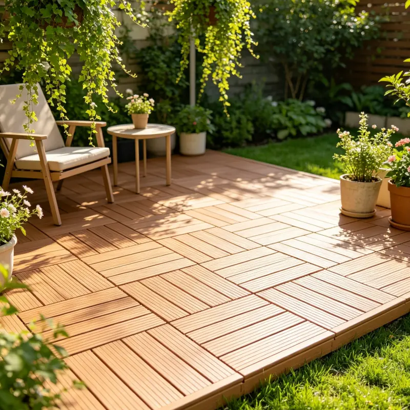 Interlocking plastic floor tiles, 12-inch square – waterproof all-weather PP material, durable interlocking design for easy installation – ideal for patios, pool decks, balconies, and backyards – suitable for indoor/outdoor use, waterproof deck car