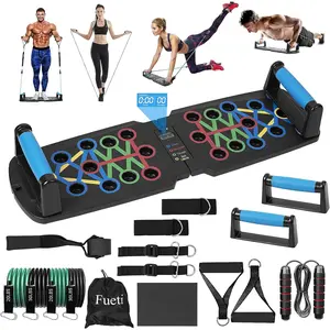 Home Gym Equipment, with Automatic Count Push Up Board, 30 in 1 Home Workout Set with Foldable Push Up Bar, Resistance Band, Jump Rope, Drawstring Bag, Back, Abdominal Workout