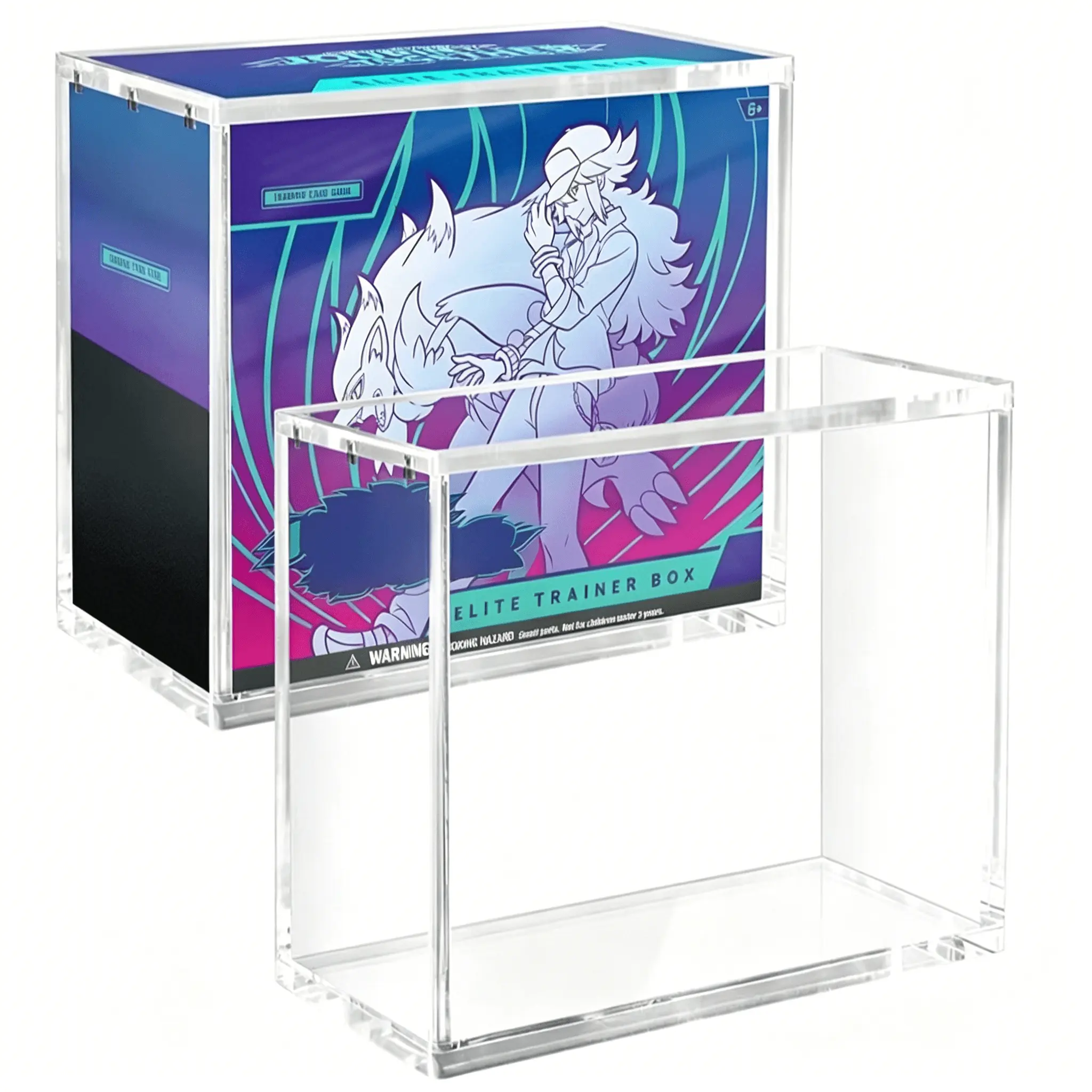 Heavy Duty Rigid Acrylic ETB Storage Box with Magnetic Sealed Lid, 360° Clear View UV Resistant Protective Case, Anti-Scratch Waterproof Stackable Organizer for TCG Decks, Mini Models, Vinyl Figures and Game Collectibles