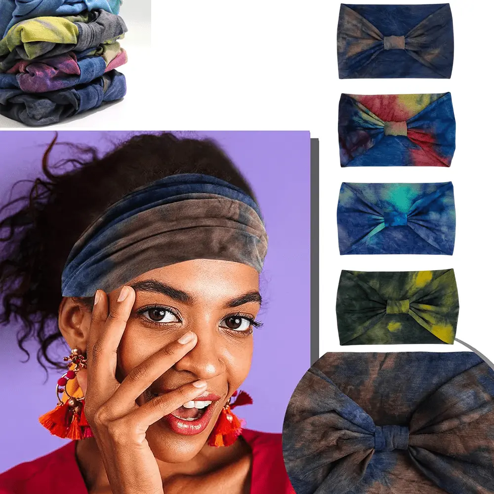 4pcs Wide Headbands Stretch Turban Knotted Hairbands, Elastic Yoga Workout Sweatband, Running Sport Head Scarf, Large African Head Wraps, for Women