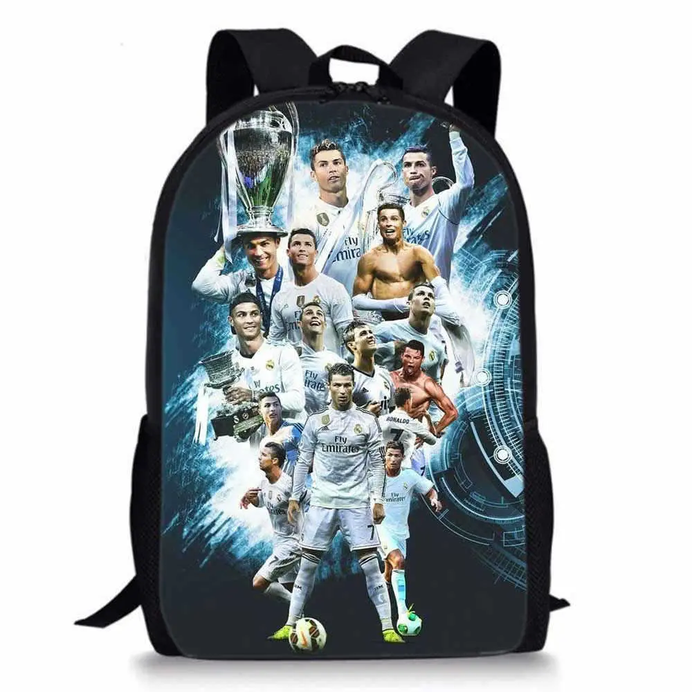 Soccer Backpack Player #7 Ronaldo Backpack with Lunch Box & Pencil Case Lightweight Casual Knapsack for Trave