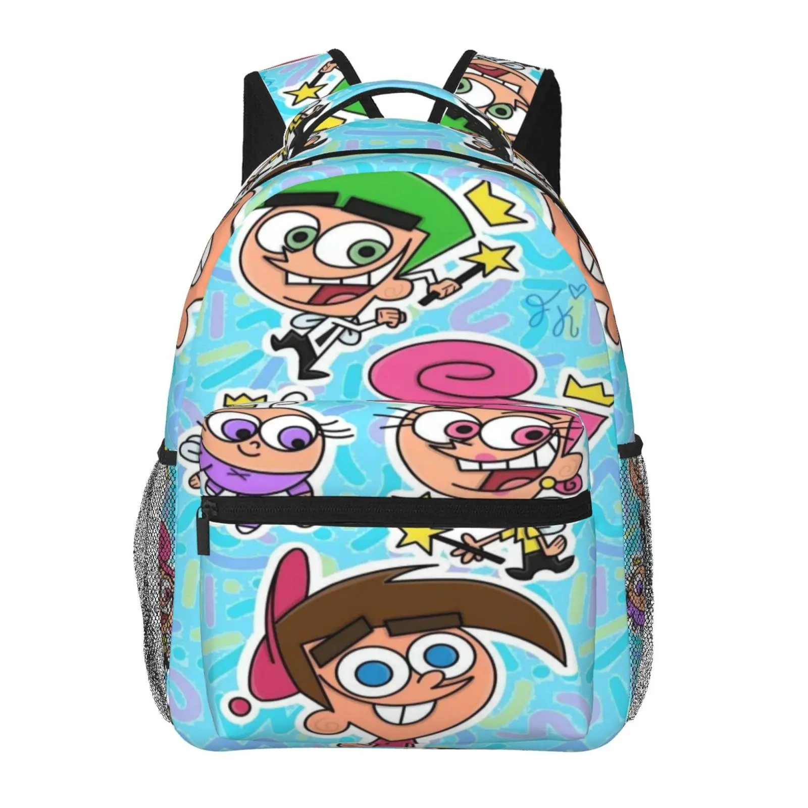 Cute kids’ The Fairly Oddparents backpacks for school, large capacity, all-over print; The Fairly Oddparents laptop daypack for daily campus use; durable, lightweight The Fairly Oddparents school bag for teens and students