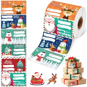 Gift Tags-500 PCS Christmas Gift Tags Christmas Presents Stickers Self Adhesive Christmas Tags Christmas Santa Wrapping Paper Holiday Decor