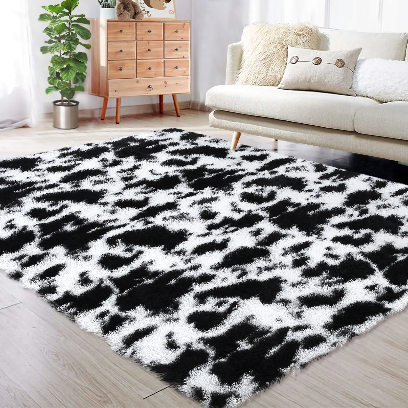 Modern Long Fur Decorative Rugs Anti-shedding Soft Rugs Fluffy Rugs Are Suitable for Living Rooms Bedrooms Apartments