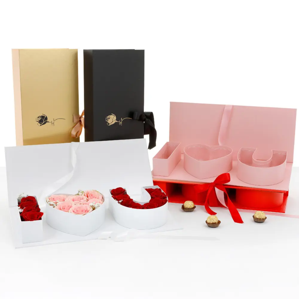 UNIKPACKAGING "I Love You" Design Flower Gift Box with Plastic Liners Various Colors W391 18x7.7x2.7 Inch Letter Shapes Removable Liner