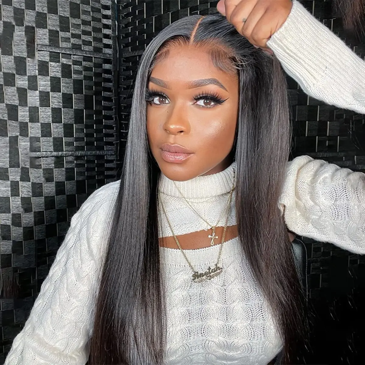 7x5 Lace Wigs 100% Human Hair Glueless Wigs Lace Closure Wigs Wear and Go Glueless Wigs Human Hair 180% Density  Pre Plucked Pre Cut Brazilian Straight Wigs Human Hair