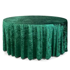 132 Inch Round Crushed Velvet Tablecloth Emerald Green 132 Inch Round Crushed Velvet Tablecloth Emerald Green