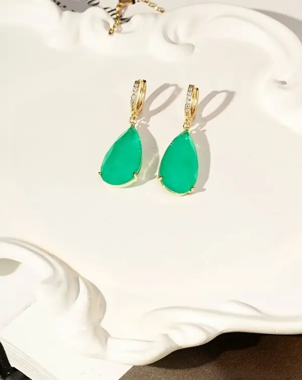 Gold-Plated Emerald Fusion Earrings