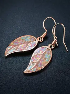 Elegant Copper Leaf Earrings for Women, Anniversary Wedding Party Jewelry Gift, All-Season Fashion Accessory, No Choking Hazard