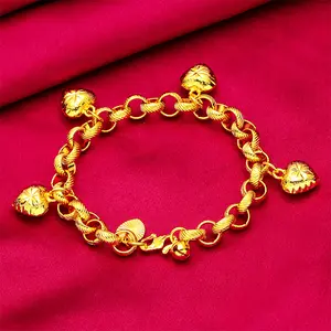 Women's High-Quality Hollow Heart Charm Rhinestone Bangle Bracelet - Female Fashion Costume Jewelry for Wholesale, Daily Gifting