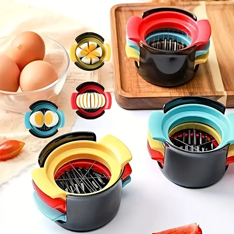 3-in-1 Stainless Steel Egg Slicer & Cutter Set - Versatile Kitchen Utensils & Gadget for Perfectly Sliced, Cut, and Shredded Eggs, Fruits & Veggies - Durable, Easy to Clean Kitchen Gadgets