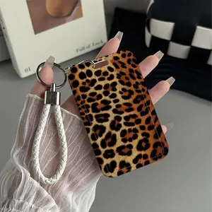 Leopard Essence Pattern Design Plastic Id Card Holder With Lanyard for Doctors, Nurses, Students-Bus Card Case, Campus Card Protector Perfect Halloween Christmas Gift