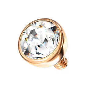 Rose Gold PVD Bezel Clear CZ Stainless Steel Internally Threaded Top