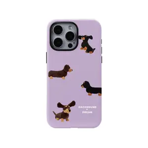 Compatible with iPhone 17 Pro Max Case Tortoise Shell Phone Case for Women Girl Shockproof TPU and Hard PC Protective Cover-Purple Cute Dog Phone Case