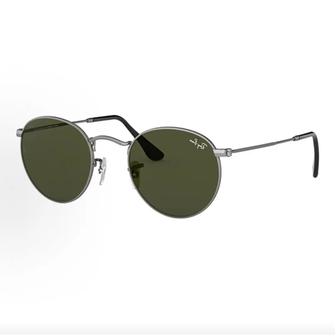 Pre-owned Brand new Ray Ban Round Metal Sunglasses RB3447, Matte Gunmetal Frame / G 15 Green Lens（Do not purchase directly. Contact us for details.）
