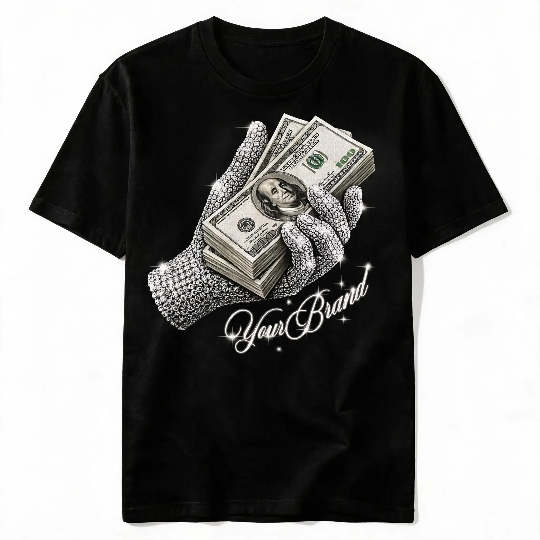 Diamond Hand Money Stack T-Shirt | 100% Cotton Luxury Hip Hop Streetwear Casual Graphic Tee