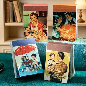 American Retro Life Sticker Book, 4 Styles Vintage Aesthetic Collage Kit for Planners & Journals