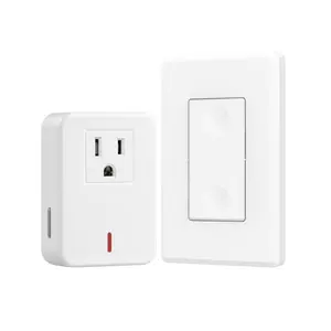 SQ-APT013 Remote Control Outlet Wireless Wall Mounted Light Switch, Electrical Plug in On Off Power Switch for Lamp, No Wiring,100 Feet RF Range, ETL Listed,Programmable