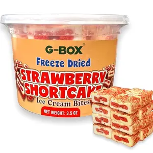 G-BOX Freeze Dried Ice Cream| Crunch Strawberry Shortcake Ice Cream Bites - Perfect for Camping, Outdoor, and Party - Air-tight Sealed in a Deli Container (3.5 OZ Strawberry Shortcake)