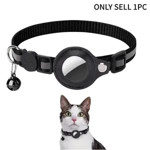 Cat AirTag Holder Collar Breakaway Reflective Strips Adjustable Kitten Collar Waterproof Cat Bell Collar Pet Air Tag Case collar