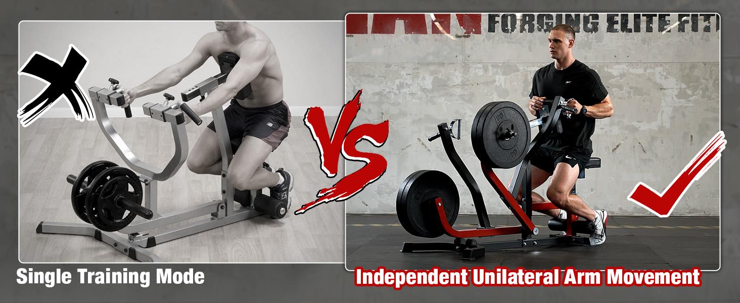 MIKOLO Seated Row Machine, Plate-Loaded Back Gym Equipment, Adjustable Lat Machine with Independent Arms, 400LBS Capacity Strength Training Weightlifting