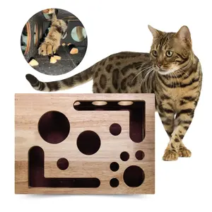 Cat Nail File Scratch Enrichment Box Stress-Free Alternative to Clippers & Grinders Sandpaper Inside for Indoor Cats Puzzle Design accessories Kennel with Feeder