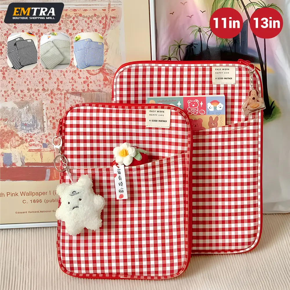 Kawaii Tablet Sleeve Bag 7.9-12.9 inch Handbag Case For iPad Pro Samsung Xiaomi Sleeve Bag Cover Shockproof Pouch Multi Pockets