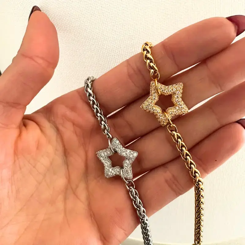 14K Gold Plated Star Necklace Gift for Her | Dainty Hypoallergenic Serena Pendant | Sparkling CZ Jewelry Birthday Christmas Gift for Women Serena Star necklace