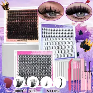 DIY Eyelash Extension Kit for Beginners, Includes Single Tufts and Glue, Perfect Gift for New Year and Valentine's Day, Individual Cluster Lash