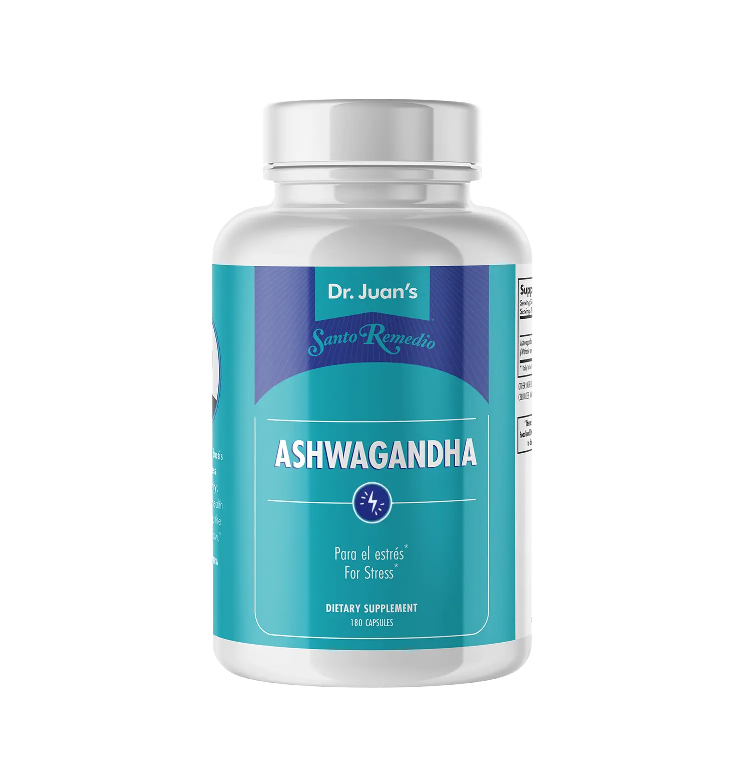 Santo Remedio Ashwagandha, Stress Support, Dietary Supplement, 1000 mg Per Serving, 180 Capsules, No Artificial Flavors, No Artificial Colors, Sugar & Sodium Free, Vegetarian